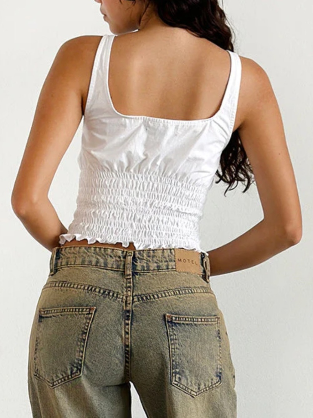 NWT Motel Rocks Sayake Ruched Top in White - Picture 3 of 6